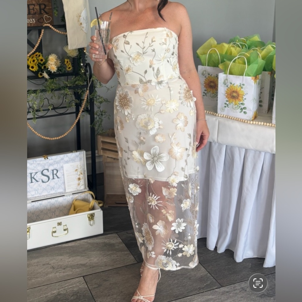 Sam Edelman Floral Midi Strapless Dress
